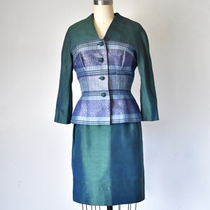 Mohan's 60s silk dress & jacket, 1960s green dress, vintage dresses, mod dress two piece set image 5