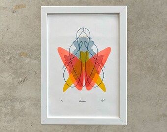 A4 Bug Riso Print Abstract nature wall print risoprint