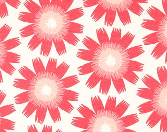 Bloom hand printed fabric panel in organic cotton/hemp fabric