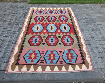 Kilim Small Vintage Turkish Carpet 4x6