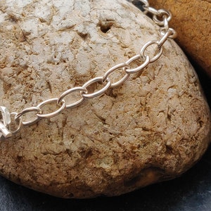 Sterling Silver Cable Link Charm Bracelet Triplemoonstar Jewellery