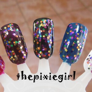 Mixed Color Metallic Glitter Indie Nail Polish Lacquer Handmade Party All the Time 2 Sizes image 3