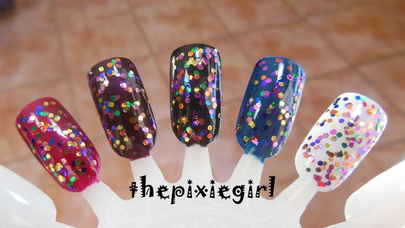 Mixed Color Metallic Glitter Indie Nail Polish Lacquer Handmade Party All the Time 2 Sizes image 3