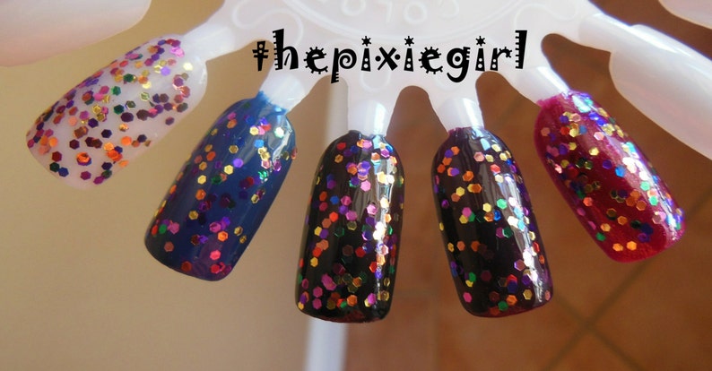 Mixed Color Metallic Glitter Indie Nail Polish Lacquer Handmade Party All the Time 2 Sizes image 2