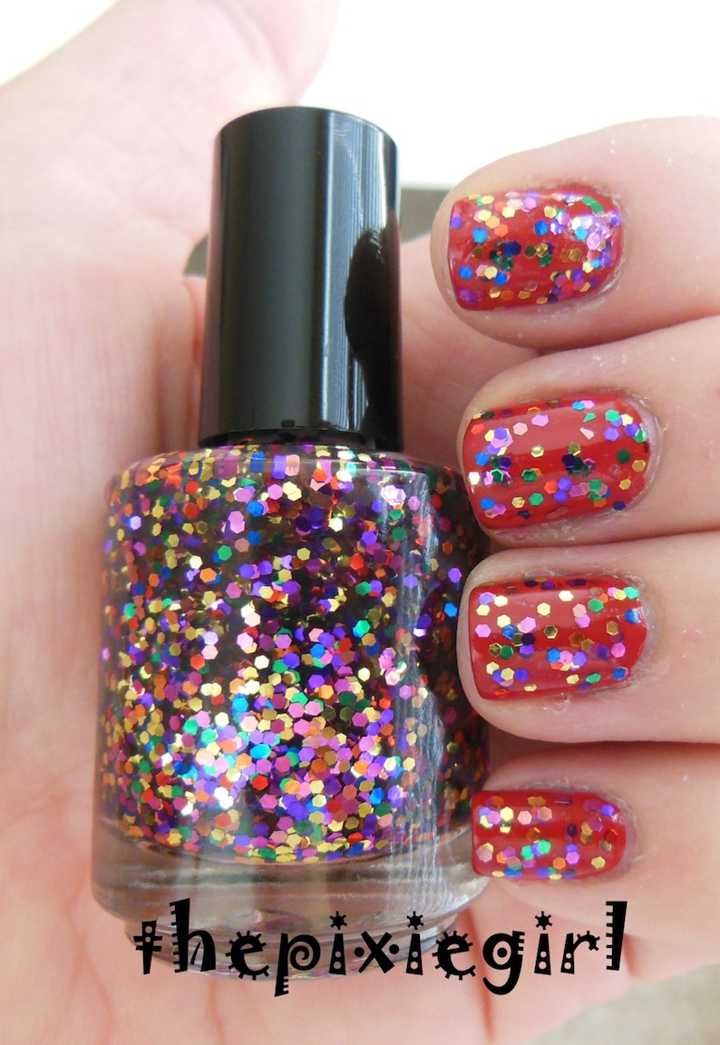 Mixed Color Metallic Glitter Indie Nail Polish Lacquer Handmade Party All the Time 2 Sizes image 1