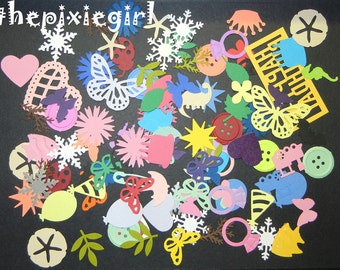 MARTHA STEWART PUNCH Random Set of 100 Mixed Color Designs Punchies Die Cuts Embellishments