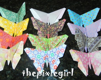 ORIGAMI PAPER HANDMADE Folded 12 Large Butterfly Butterflies gift Card Table Toppers