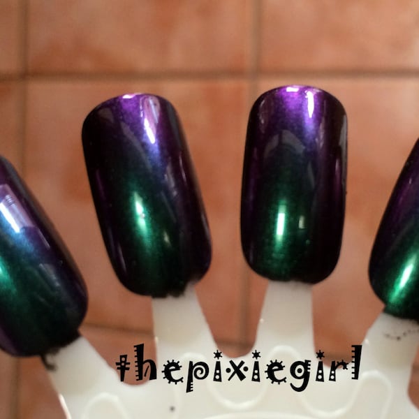 Color Shift Multichrome Green Purple Shift Maleficent Colors Handmade Indie Nail Polish Top Coat Lacquer