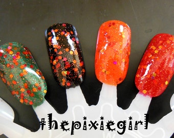 Orange Reddish-Orange Holographic Glitter Indie Dig For Fire Nail Polish Lacquer Handmade 2 Sizes Available