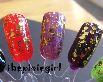 LUCKY POT of GOLD Shiny Gold Glitter Handmade Indie Top Coat Nail Polish Lacquer in Suspension Base 2 Sizes Available