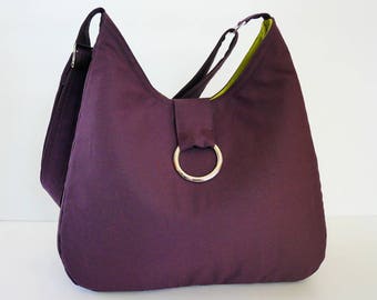 Bolso de lona morado oscuro - Bolso de hombro, bolso cruzado, bolso de pañales, monedero, bolso de mensajero, bolso de viaje, bolso diario de mujer - Katie