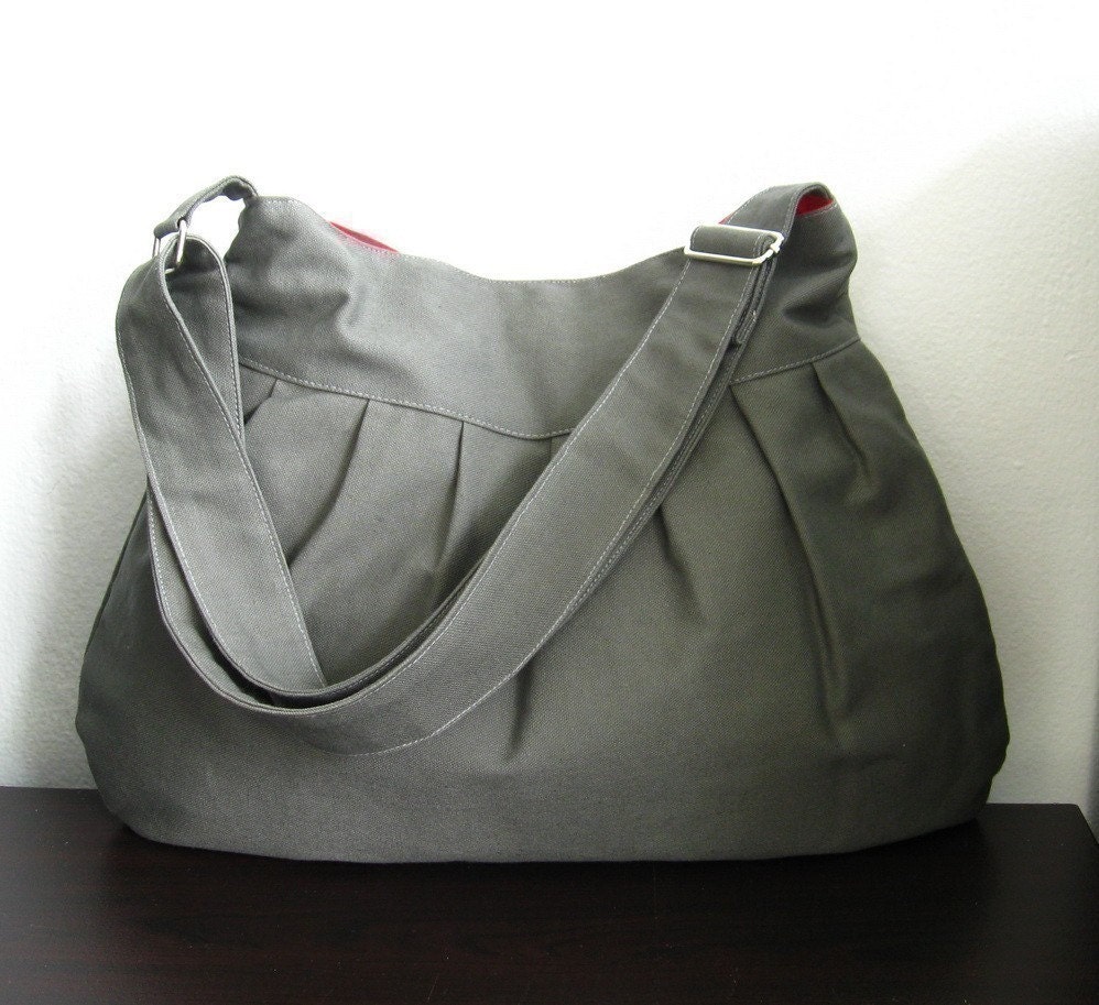 Sale Grey Canvas Messenger Bag everyday bag diaper bag Etsy