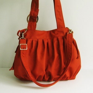 Sac à bandoulière en toile orange brûlé, sac à langer avec bandoulière réglable, cadeau de sac à main pour elle, sac messager pour femme, sac hobo de voyage - citrouille