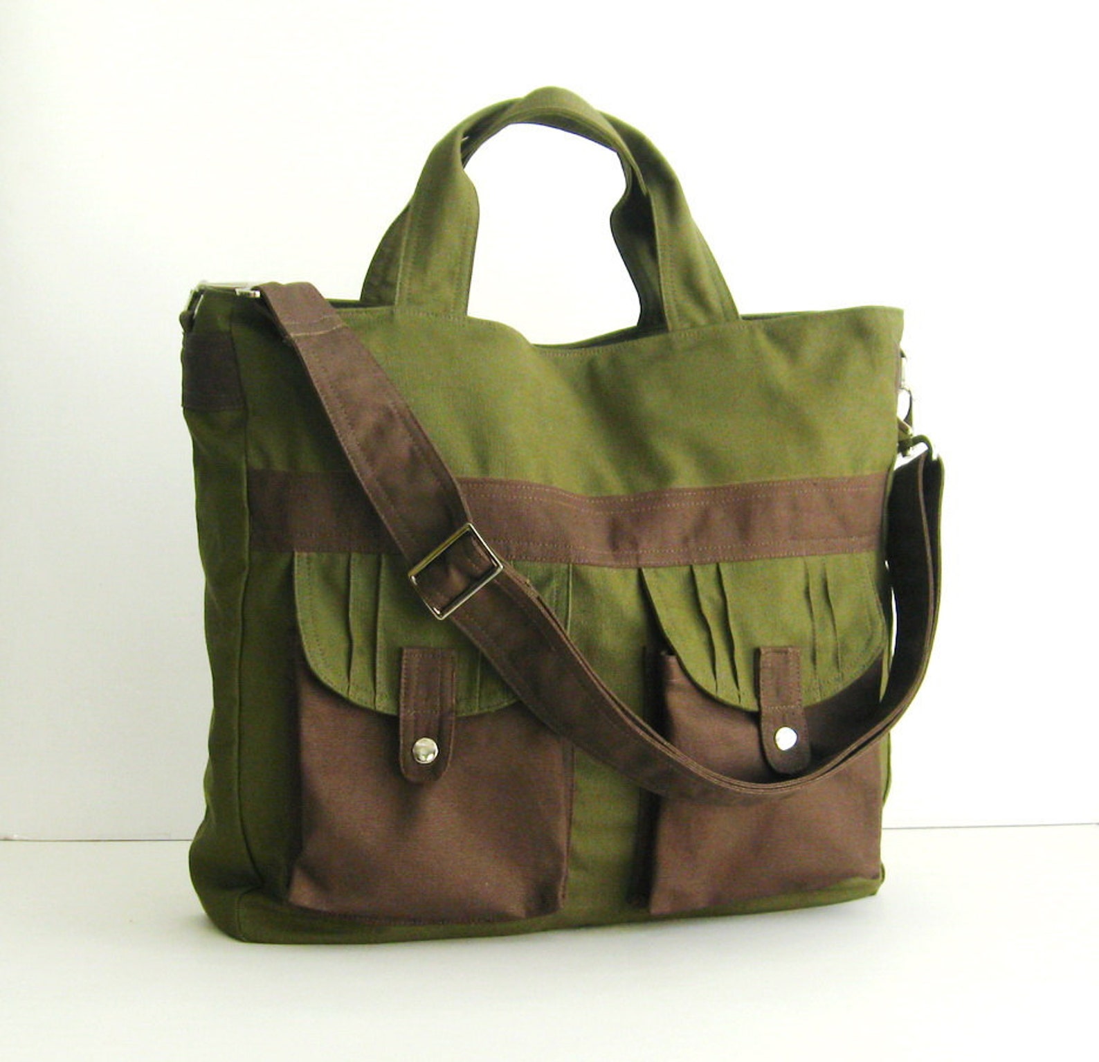 Sale Dark Olive Canvas All purpose Bag Shoulder bag Etsy