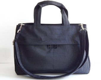 Black water-resistant bag - messenger bag, tote for women, handbag, cross body bag, carry all bag, everyday bag, handbag, women bag - ANNIE