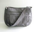 Grey Water-Resistant Nylon Messenger Bag: Custom Crossbody product logo