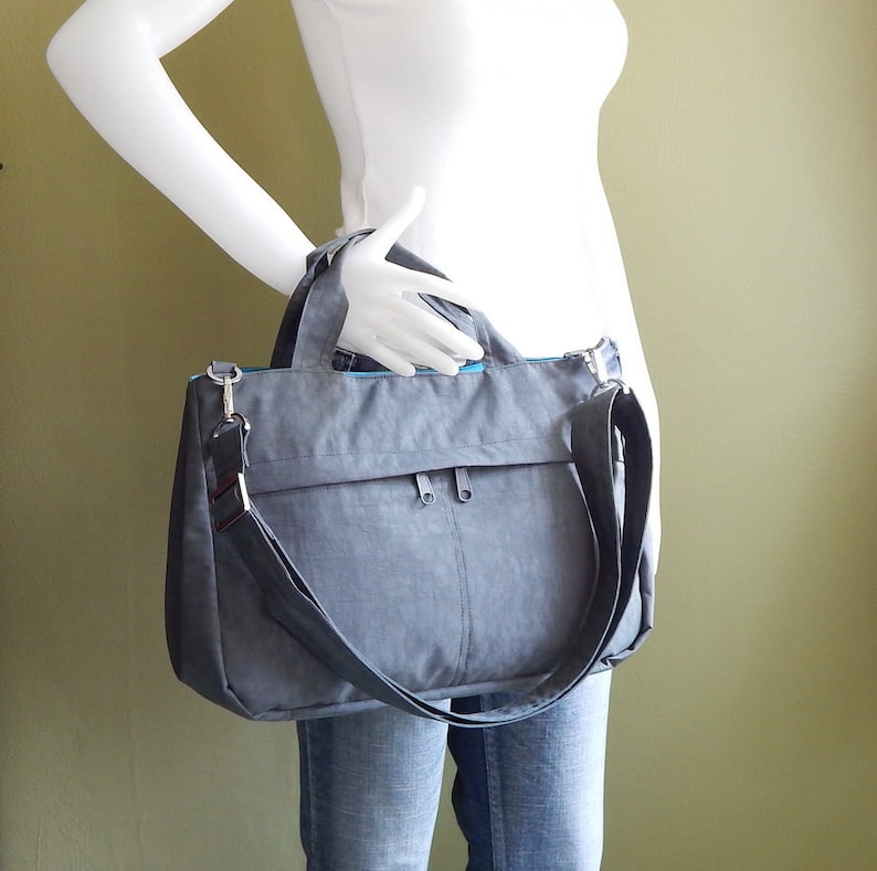 Grey Water-Resistant Bag messenger bag, tote for women, cross body bag, everyday bag, light weight bag, handbag, travel bag ANNIE image 3