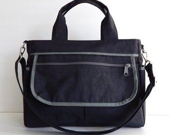 Schwarze wasserdichte Umhängetasche, Tote, kleine Windeltasche, Umhängetasche, Reißverschluss Alltagstasche, Arbeitstasche, Frauen-Laptoptasche - EVA