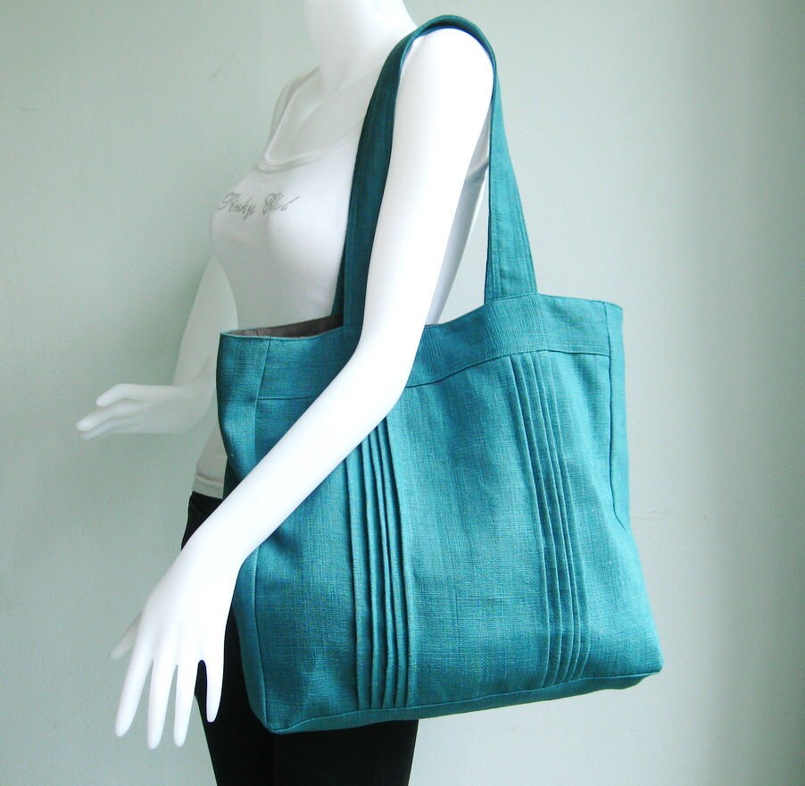 Teal Hemp Tote Carry All Bag Hobo Casual Bag Shoulder Bag Etsy