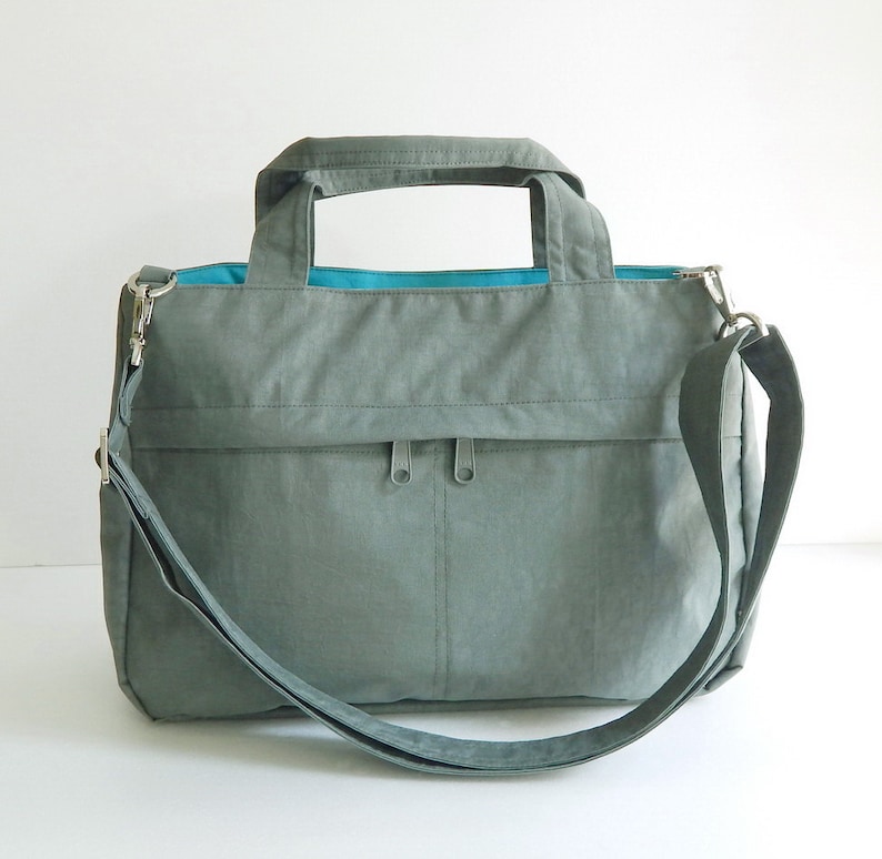 Grey Water-Resistant Bag messenger bag, tote for women, cross body bag, everyday bag, light weight bag, handbag, travel bag ANNIE image 1