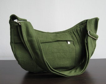 Waldgrüne Hanf Umhängetasche, Messenger leichte benutzerdefinierte Tasche - SMILEY