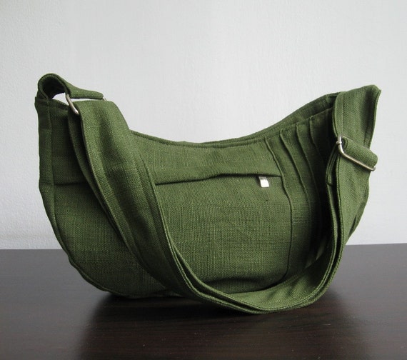 Forest Green Pure Hemp Bag Shoulder Bag Messenger Bag 