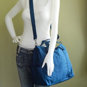 Water resistant messenger bag, diaper bag, travel bag, gym bag, carry all nylon bag, light weight tote, school bag, overnight bag KAREN image 4