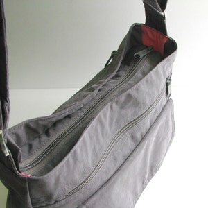Grey Water Resistant Nylon Messenger Bag Shoulder bag, Crossbody bag, Travel bag, light weight bag, custom made women everyday bag PATTY image 3