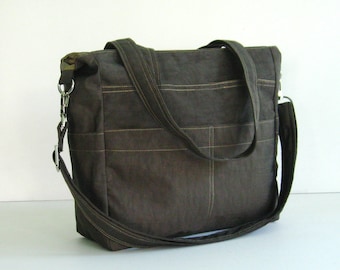 Chocoladebruine waterbestendige nylon tas, draagtas, schoudertas, dagelijkse tas, messengertas, tas met veel zakken, reistas - Tracy