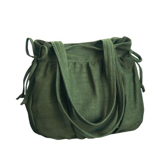 Forest Green Hemp Bag women purse tote everyday bag work bag shoulder bag carry all bag natural fiber bag light weight bag MANDY