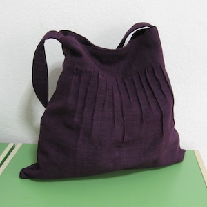 Deep Purple Pure Hemp Bag Shoulder Bag, Women Everyday Bag, Medium Size ...