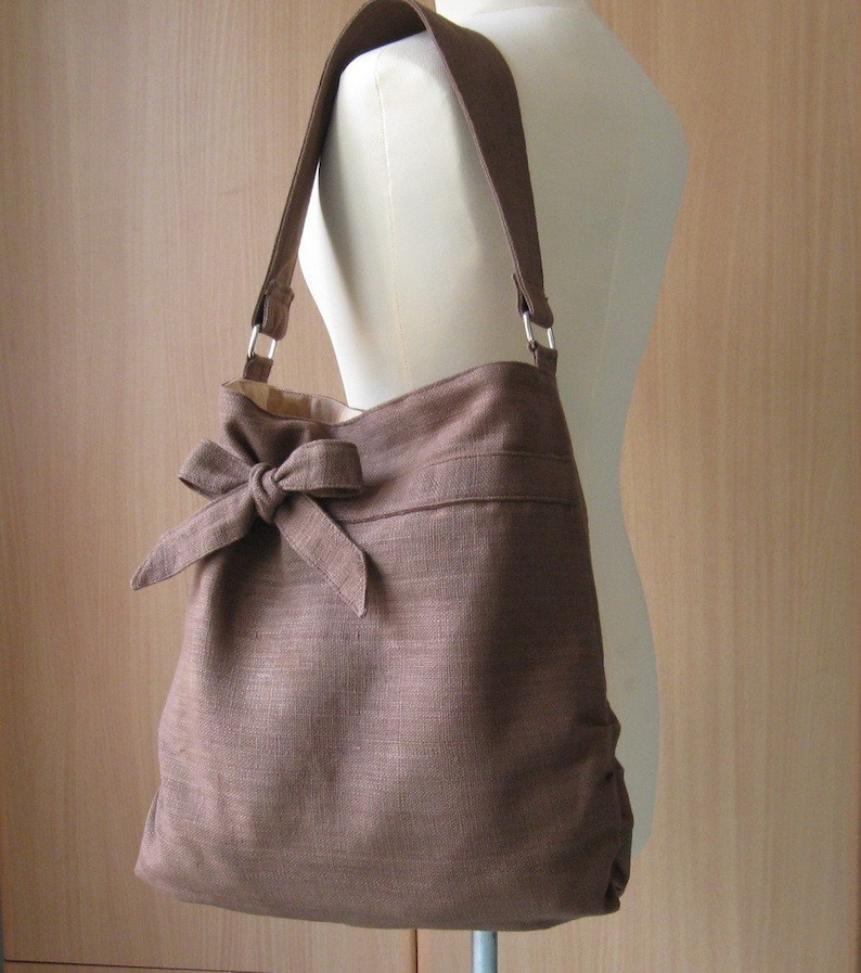 Chocolate Brown Hemp Tote Bag Shoulder Bag Handbag for Etsy