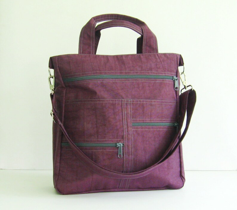 tote diaper bag crossbody bag school travel Sale Deep Plum Water-Resistant Messenger Bag shoulder bag Melissa laptop