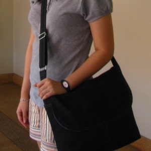Sac messager en toile noire - Sac à bandoulière, sac à langer, sac à bandoulière, sac de voyage, femme, cartable, sac pour ordinateur portable - Macy