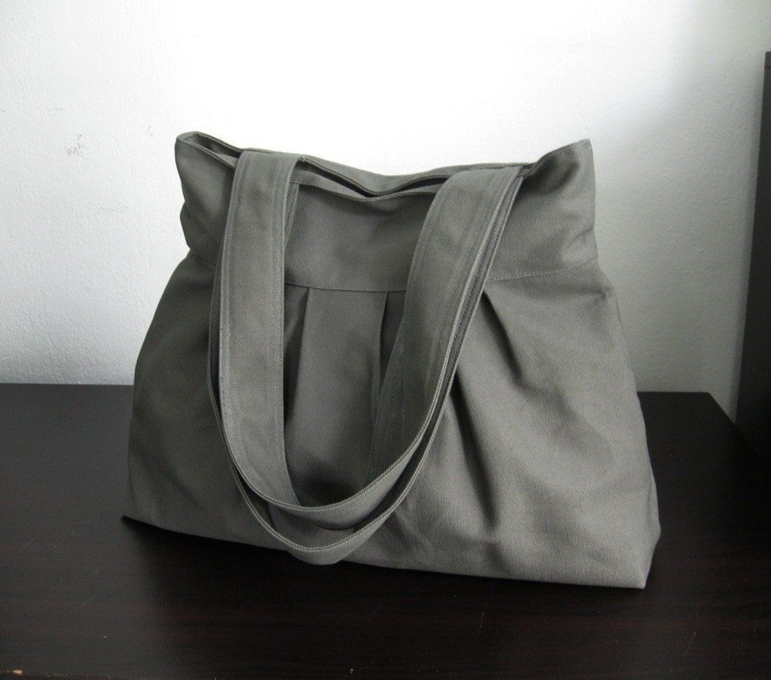 Grey Canvas Pleats Bag Double Straps Diaper Bag Shoulder - Etsy