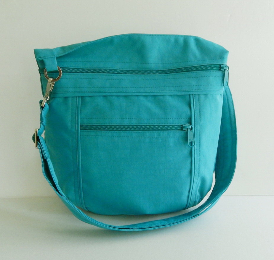 Teal Water Resistant Nylon Messenger Bag Shoulder Bag Tote Etsy