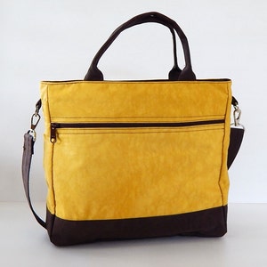 Sac en nylon résistant à l'eau jaune doré Sac messager, fourre-tout, sac de voyage, sac à langer, sac à bandoulière, sac de transport pour femme CINDY image 2