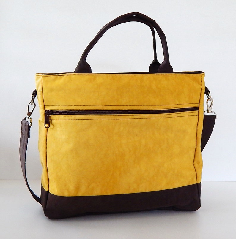 Sac en nylon résistant à l'eau jaune doré Sac messager, fourre-tout, sac de voyage, sac à langer, sac à bandoulière, sac de transport pour femme CINDY image 2