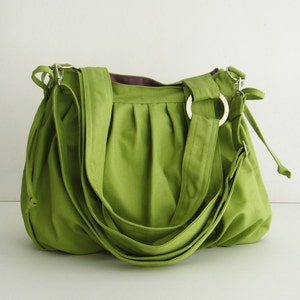 Pear canvas cross body bag, shoulder bag with adjustable strap, gift for her, messenger bag, travel hobo bag, bag with pleats Pumpkin image 4
