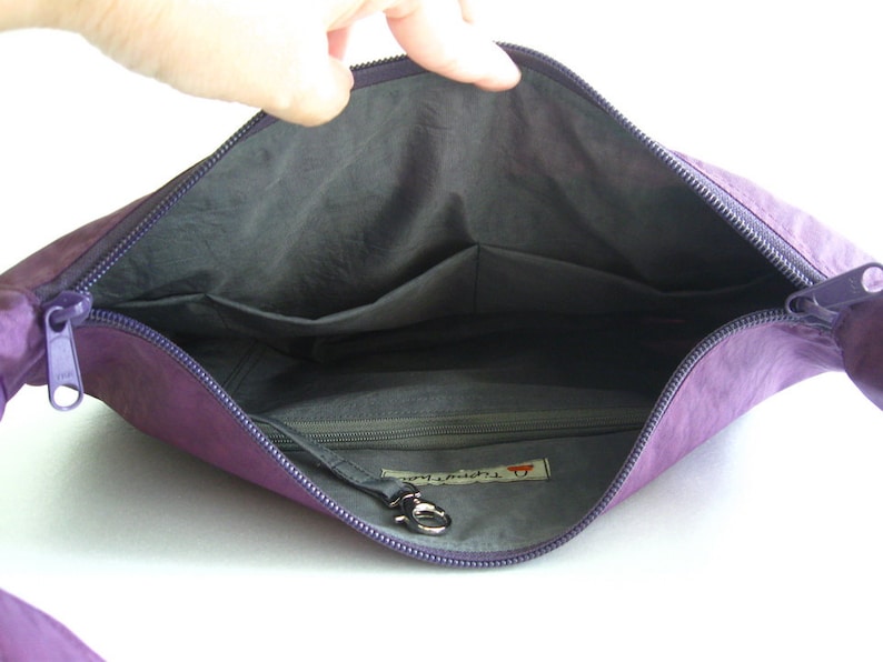 Deep Plum Water Resistant nylon Messenger Bag Diaper bag, Travel bag, Crossbody bag, women light weight bag, carry all bag SANDRA image 5
