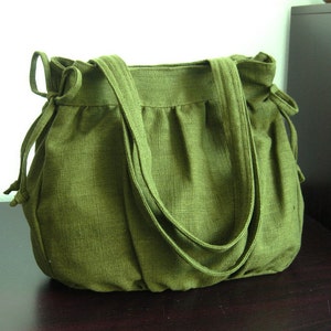 Forest Green Hemp Bag, women purse, tote, everyday bag, work bag, shoulder bag, carry all bag, natural fiber bag, light weight bag MANDY zdjęcie 4