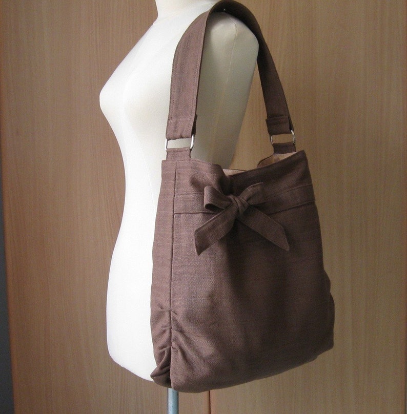 Chocolate Brown Hemp Tote Bag Shoulder Bag Handbag for | Etsy