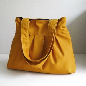 Senfgelbe Canvas Tasche - Tote, Schultertasche, leichte Tasche, Alltagstasche nach Maß - APRIL