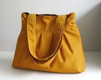 Mustard Canvas Bag - tote, shoulder bag, light weight bag, everyday bag - APRIL