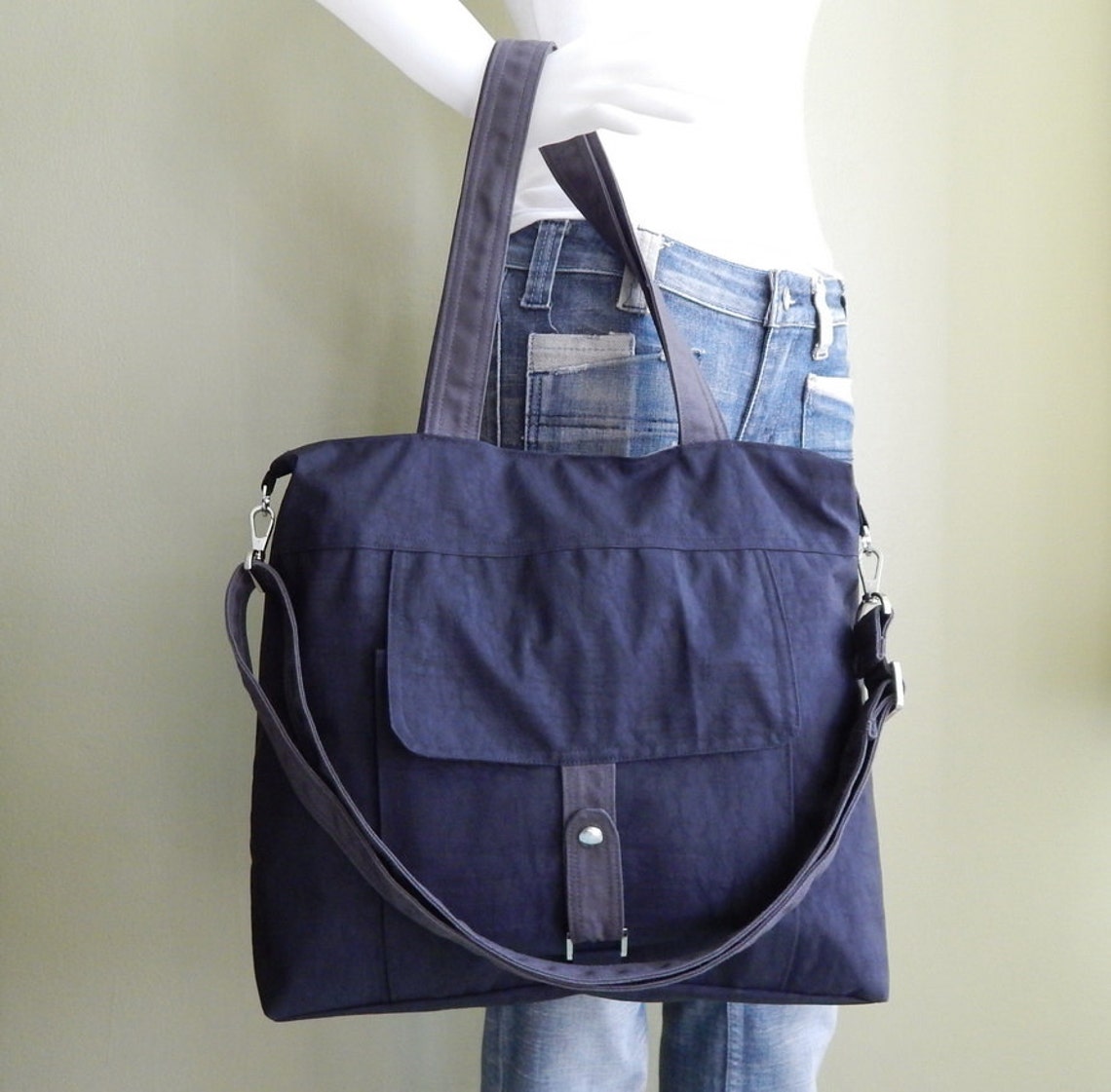 Water-resistant Bag in Black Messenger Bag Tote Crossbody | Etsy