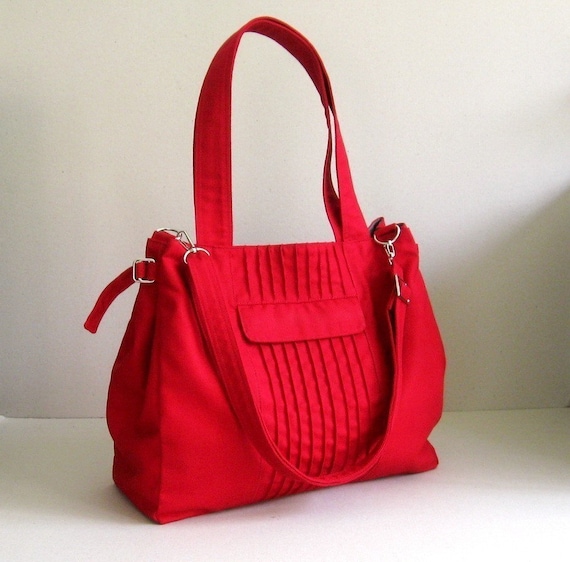 Sale Red Canvas Bag Shoulder bag Diaper bag Cross body | Etsy
