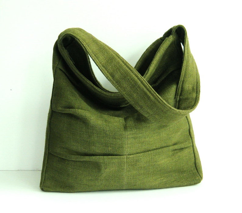 Forest Green Twisted Hemp Bag, shoulder bag, women bag, diaper bag, handbag, unique, stylish, medium size purse, everyday bag LISA image 2