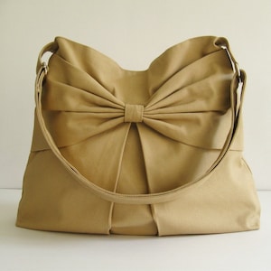 Sac à bandoulière en toile kaki, sac à bandoulière en toile, sac à main, sac messager pour femme, hobo, noeud, élégant, sac de tous les jours, sac de voyage, cadeau - Martha