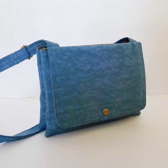 Dark Sky Blue Water Resistant Nylon Messenger Bag Crossbody 