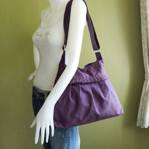 Plum Canvas Ruffle canvas Bag, shoulder bag, women crossbody bag, durable messenger bag, custom made bag, Travel bag, everyday bag SHANNON image 3